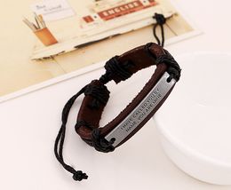 100% genuine leather bracelet IHAVE CALLED YOU BY NAME YOU ARE MINE rope adjustable bracelet 20pcs/lot