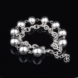 Free Shipping with tracking number Top Sale 925 Silver Bracelet beads Bracelet Silver Jewelry 10Pcs/lot cheap 1566