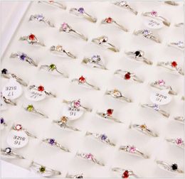 Brand New Fashion Korean Jewellery Zircon Solitaire Rings Rhodium Plated Multi Styles Mix Size Charms Ring good sale 10pcs