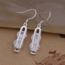 Fashion (Jewelry Manufacturer) 20 pcs a lot 2 Crystal earrings 925 sterling silver Jewellery factory price Fashion Shine Earrings