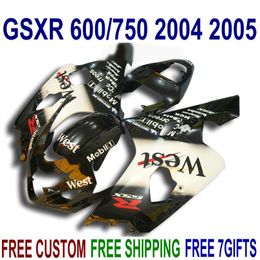 Motorcycle fairing kit for SUZUKI GSXR600 GSXR750 2004 2005 K4 bodykits GSX-R 600/750 04 05 white black West fairings set QE4