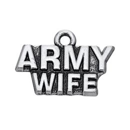 Free shipping New Fashion Easy to diy 20Pcs Letter Army Wife Charm Accessories Charm Jewellery For Making Jewellery making fit for necklace or b