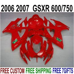 High grade Fairing kit for SUZUKI GSX-R600/750 06 07 K6 all red GSXR 600 750 2006 2007 fairings set F99Q