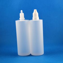 100 Pcs 120ML Plastic Dropper Bottles Flat Shoulder Tamper Proof Caps Thief Open Evidence With Nipple Tips Sub Pack Liquid Oil Solvents Paint Essence Juice 120 mL