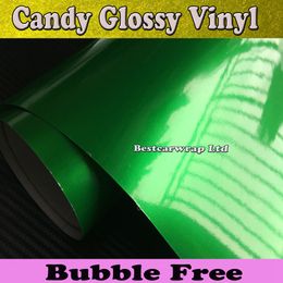 Green Glossy Candy metallic Vinyl Car Wrapping Film With Air Release Metallic Green Gloss Wrap Foil sticker SIZE: 1.52*20M/Roll