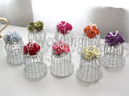 100PCS Unique Favors White BELL Birdcage with Flower Wedding Supplies Candy Boxes Favors,Party favors