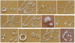 Free Shipping with tracking number Best Most Hot sell Women's Delicate Gift Jewellery 925 Silver Plated Mix Jewellery Set 12 Set 1047