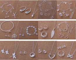 Free Shipping with tracking number New Fashion women's charming jewelry 925 silver 12 mix jewelry set 1458