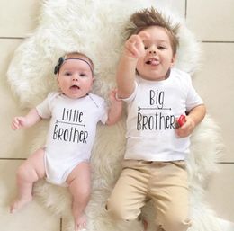 Boutique Baby Boys Romper & T shirt 2017 Summer Short Sleeve Cotton Little Brother Romper Big Brother T-shirt Outfit Matching Family Clothes