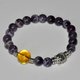 SN0221 New Design Buddha Bracelet Amethyst citrine bracelet mala buddhist tibetan bracelet prayer beads crown chakra bracelets