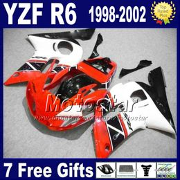 bodywork set for yamaha yzf 600 98 99 00 01 02 white red black fairing kit yzf r6 yzfr6 19982002 fairings yzf600 vb78