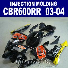 Free cowl black fitment for HONDA CBR 600RR fairing 2003 2004 Injection Moulding 03 04 CBR600RR ABS bodyworks 7Gifts RW6G