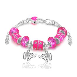 Free Shipping with tracking number Top Sale 925 Silver Bracelet Pink Love Panla Bracelet Silver Jewelry 10Pcs/lot 1518