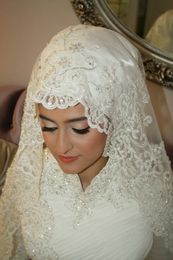 В запасе Бесплатная доставка самый продаваемый принцесса Саудовская арабская мусульманская свадебная вуаль кружева appliques Hijab Wedding Veil