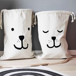 INS Canvas Storage Bags cartoon Drawstring bag Kids Toys,Dirty clothes basket 45*65cm travel Backpacks 14 styles C3113