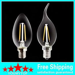 Filament Led Bulbs E12 E14 E27 LED Candle Lamp 2W 4W 110-220V C35T C35 Filament Candelabra Edison Filament Type Bulb Lighting