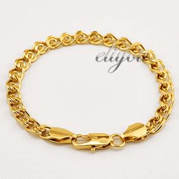 6mm New Fashion Jewellery Mens Womens Snail Link Chain 18K Yellow Gold Filled Bracelet Gold Jewellery Free Shipping C09 YB
