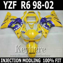 7 gifts Injection Moulding for YAMAHA R6 fairing kit 1998 1999 2000 2001 2002 CAMEL yellow blue YZF R6 98-02 fairings BYT33