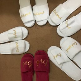 personalized Bridesmaid slippers wedding bridal shower party gift maid of honor gifts 1 pair lot 2384