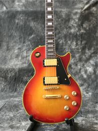 hot selling Cherry burst color electric guitar with gold color hardware and yellow color bingdings , fast shippin guitarra