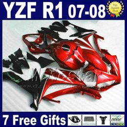 100% fit ! Injection Fairing kit for YAMAHA R1 2007 2008 red plastic set 07 08 yzf R1 fairings kits motorcycle 27JQ 7 gifts