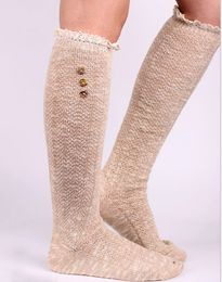 2015 Women Button Lace stockings boot cuff Leg Warmers Foot socks boot cuff lace knit leg warmer Western style 10pair/lot #3969