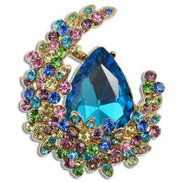 Fashion grade Brooch Gold Plated Jewellery big Drill diamond For Women Emeral Crystal Pin gemstone Brooches Fashion Scarf Bijoux Accessories