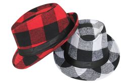 Wholesale-fashion men womenc cotton Ribbon plaid hat jazz hat sun hat outdoors England red plaid bucket hat