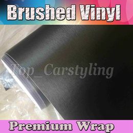 Darkest Grey Brushed Metallic Vinyl Wrap Film - Anthracite Brushed steel alumium Car Wrap Sticker With Air Channle 1.52x30m/Roll (5ftx98ft)