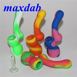 Smoking tobacco oil burner Pipes Unbreakable Silicone Dry Herb Pipe Silicone Hand Pipes With Glass Bowl