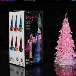 Christmas Ornament Christmas Tree Ice Crystal Colourful Changing LED Desk Decor/Table Lamp Light Happy New Year