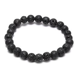 Hot sale Lava Rock chakra bracelet Diffuser Black Natural Stone energy Handmade beads Bangle For women&Men's Fashion Crafts Jewellery