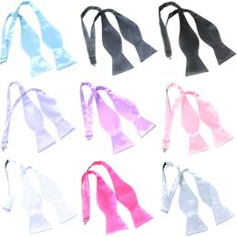 Men's by hand freely bow tie 23 solid colors self bowties calabash bow tie For business necktie Christmas Gift Free FedEx TNT