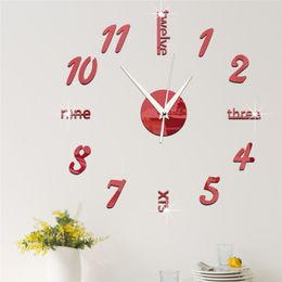 new arrival quartz diy modern clocks needle acrylic watches big wall clock mirror sticker living room decor free