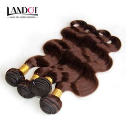 Light Brown Human Hair Weaves Bundles Color 4# Brazilian Peruvian Malaysian Indian Eurasian Russian Body Wave Virgin Remy Hair Extensions 7A