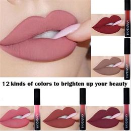 New brand 12 Colours Waterproof Matte Lips Liquid Lipstick Moisturiser Red Lip Makeup Stick Nude Lip Gloss Cosmetics Matte Lipstick