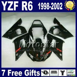 abs fairing body kit for yamaha yzfr6 19982002 all glossy black plastic bodywork set yzf600 yzfr6 98 99 00 01 02 vb327 gifts