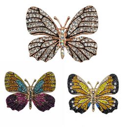 Fashion butterfly Brooch Gold Plated Jewelry big Drill diamond For Women Emeral Crystal Pin Brooches Fashion Scarf Bijoux Accessories