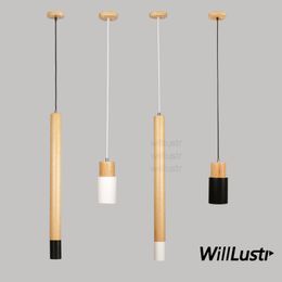 Willlustr cylinder pendant lamp wood plus metal suspension lighting dinning room restaurant hotel villa cafe bar counter spot light