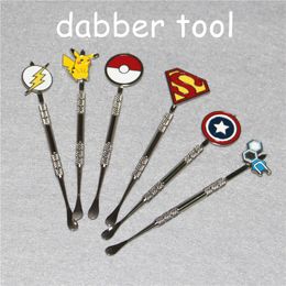 Wholesale 100pcs Wax Dabbers Dabbing tools with fashion sticker120mm glass dabbertool Stainless Steel Pipe Cleaning Tool For Silicone Bongs