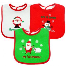 Nowe Baby Boże Narodzenie Bibs Noworodka Niemowlę Święty Mikołaj Bavoir Toddler Saliva Bear Snowman Ręcznik Haftowane Babero Christmas Gift