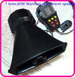 Free shipping! High quality DC12V,7 tones,60W police car warning siren alarm loudspeaker with microphone for Police Firemen Ambulance
