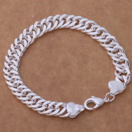 HOT 925 STERLING SILVER PLATED 10MM MEN'S FIGARO BRACELETS Silver Bracelet JEWELRY free shipping with traching number 1800