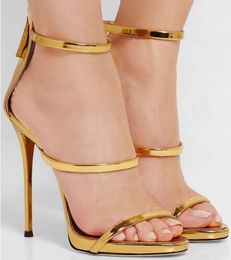 Super Harmony Metallic Strappy Sandals Silver Gold Platform Gladiator High Heels Shoes Party Summer Style Stilettos Shoes Woman