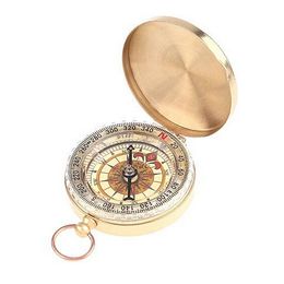 Brass Pocket Watch Style Camping Compass Hiking Compass Navigation Outdoor Tool Delicate Noctilucent compass with Retail Packaging