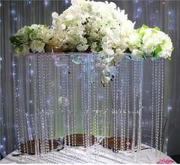 Tall Square acrylic centerpiece, crystal wedding flower stand