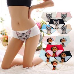 Damenunterwäsche, niedliche 3D-Katzenhöschen, sexy Unterwäsche mit mittlerer Taille, Komfort-Slips, Tierhöschen für Frauen, Nylonhöschen, Geschenke