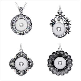Vintage metal 18mm snap button necklace flower pendant ginger snaps buttons Jewellery for women