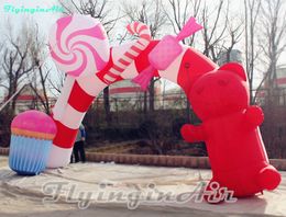 19' Lovely Christmas Arch Inflatable Christmas Candy Archway with Bear Sweet Children Arched Door