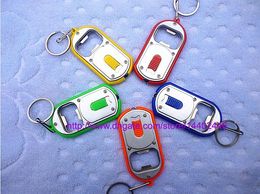 100pcs 1LED 2 in 1 Beer Bottle Opener LED Light Lamp Key Chain Ring Keychain Key ring With Packing